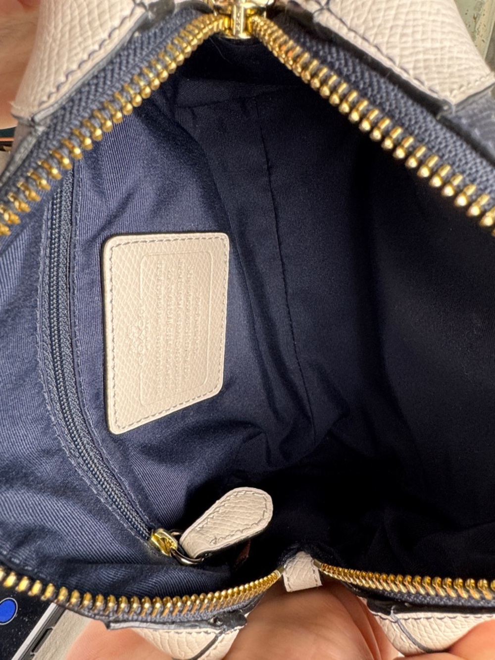 Coach Blue and Chalk Baby Bennett Pebbled Leather Mini Satchel F35533 - Picture 11 of 13